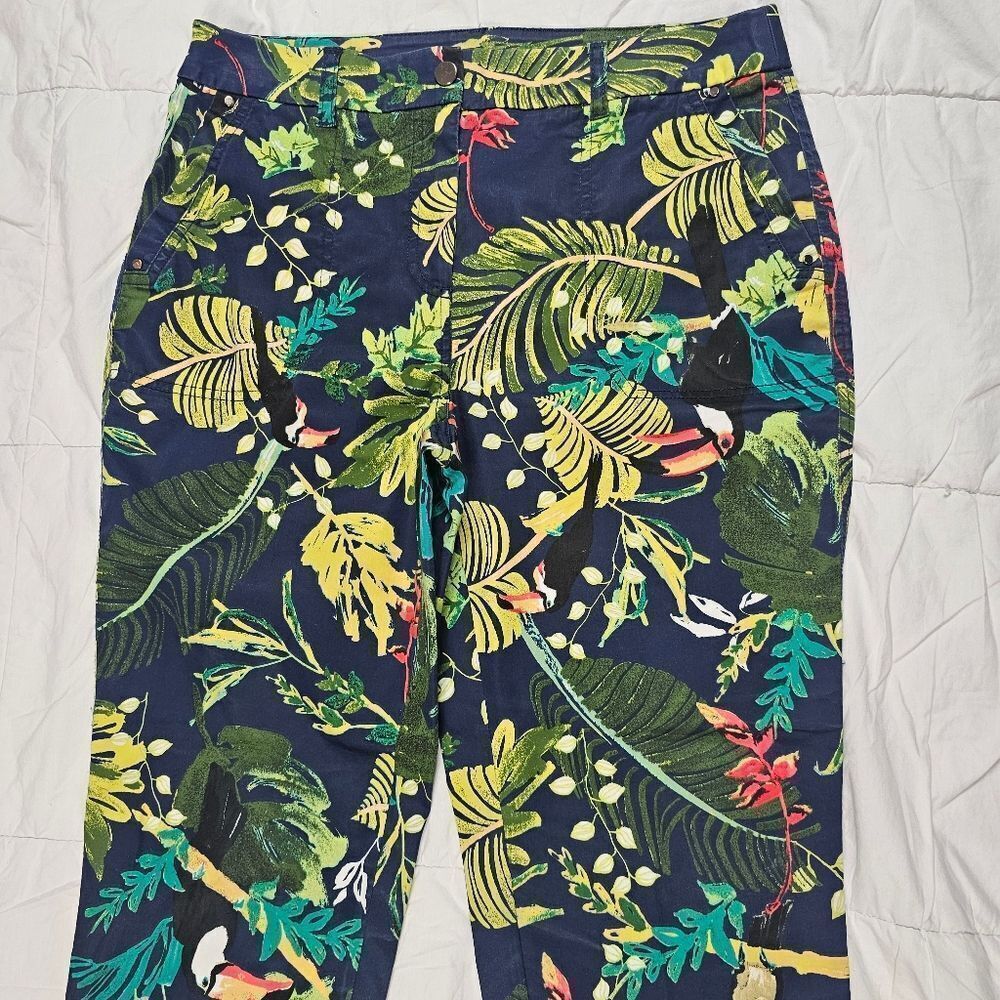Chico's Tropical Leaf Printed Cropped Ankle Pants Women's‎ Size 0.5 Petite - Picture 7 of 14